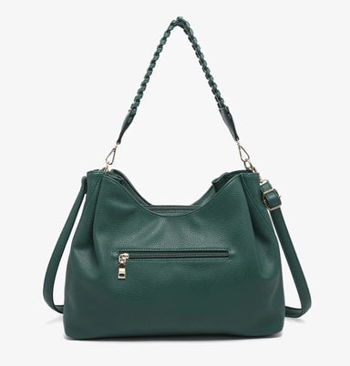 Hunter Green Whipstitch Tote | Three Compartment Shoulder Bag & Crossbody