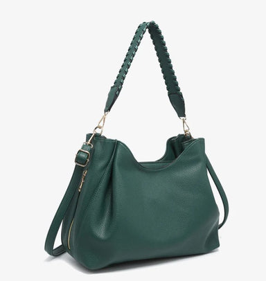 Hunter Green Whipstitch Tote | Three Compartment Shoulder Bag & Crossbody