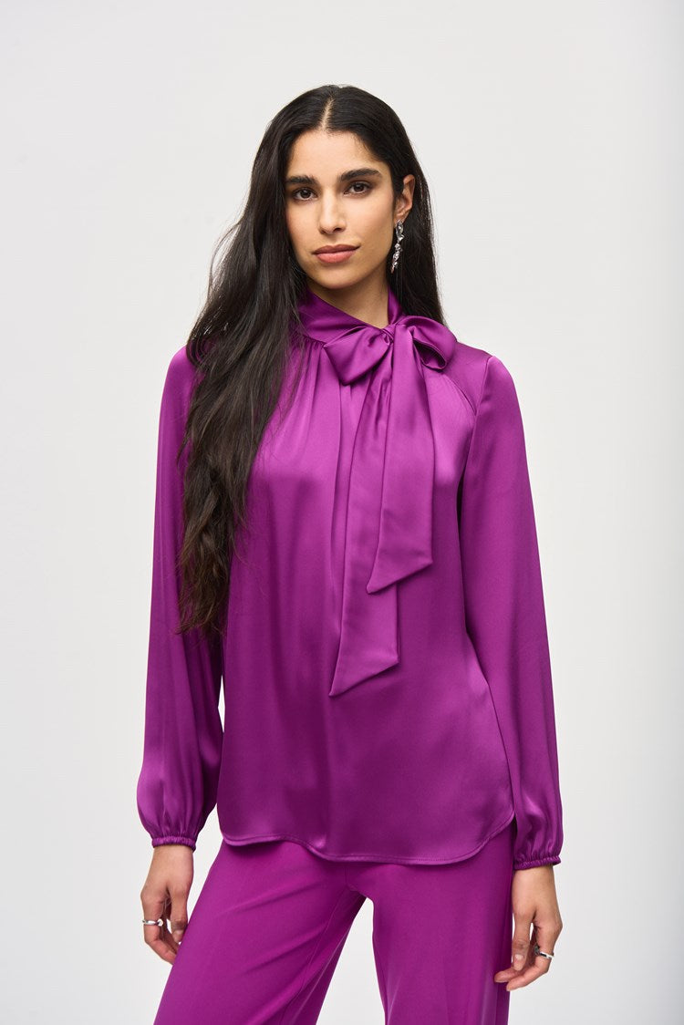 Empress Tie Neck Silk Satin Blouse