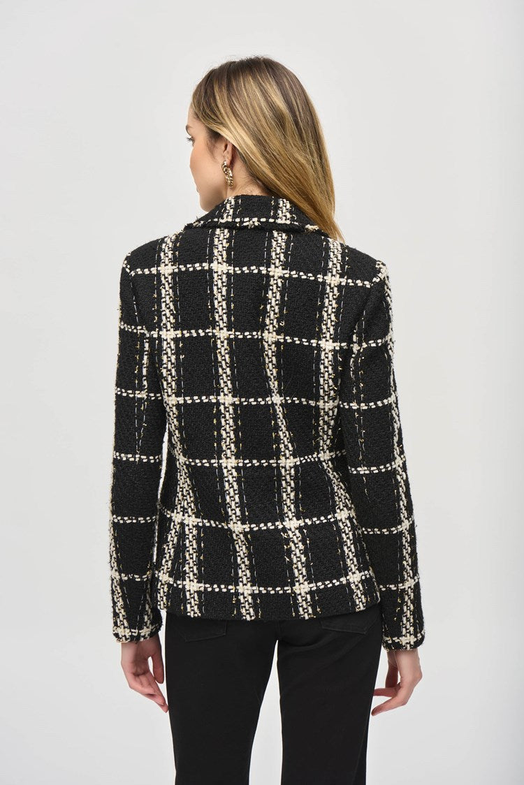 Plaid Bouclé Blazer With Pockets