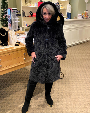 Black Faux Fur Reversible Coat