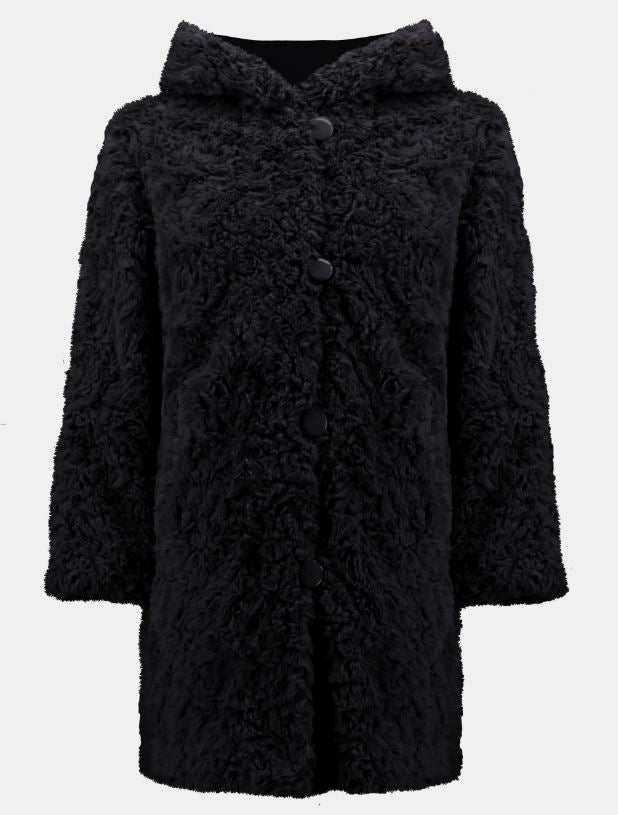 Black Faux Fur Reversible Coat