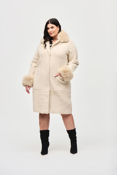 Champagne Fur Collar Long Coat