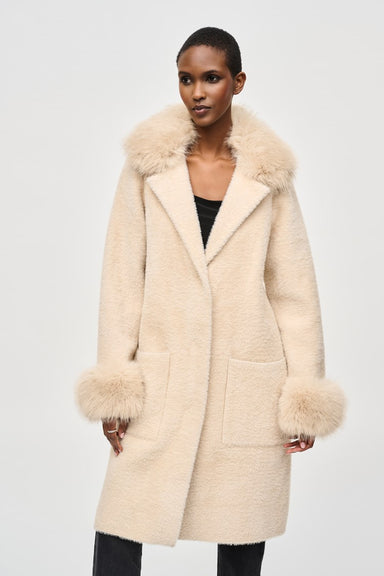 Champagne Fur Collar Long Coat