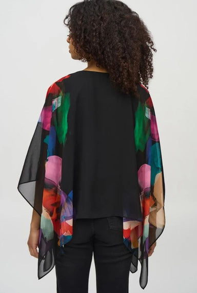 Chiffon Abstract Print Poncho Top