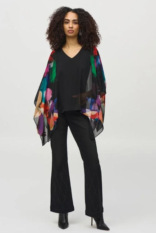 Chiffon Abstract Print Poncho Top