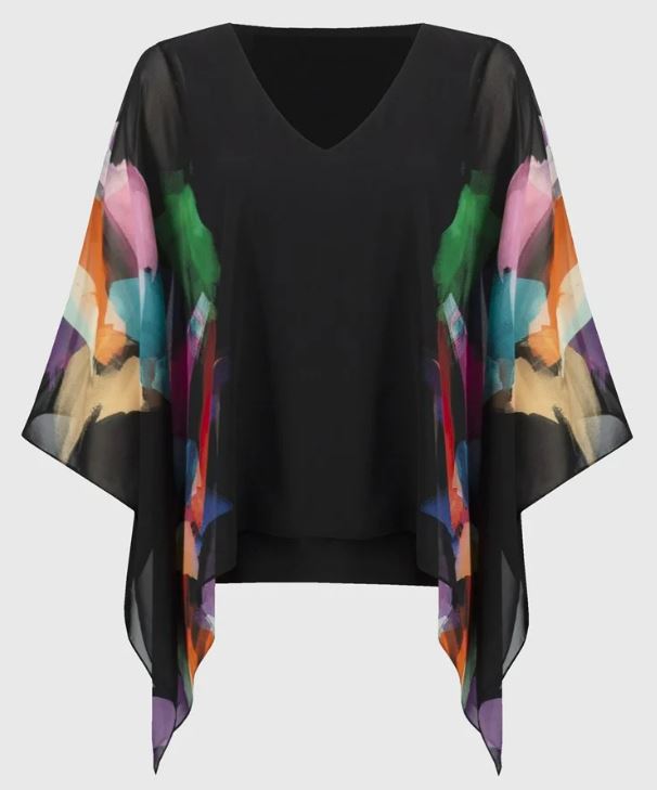 Chiffon Abstract Print Poncho Top