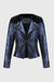 Foiled Suede Jacket with Faux-Fur Collar