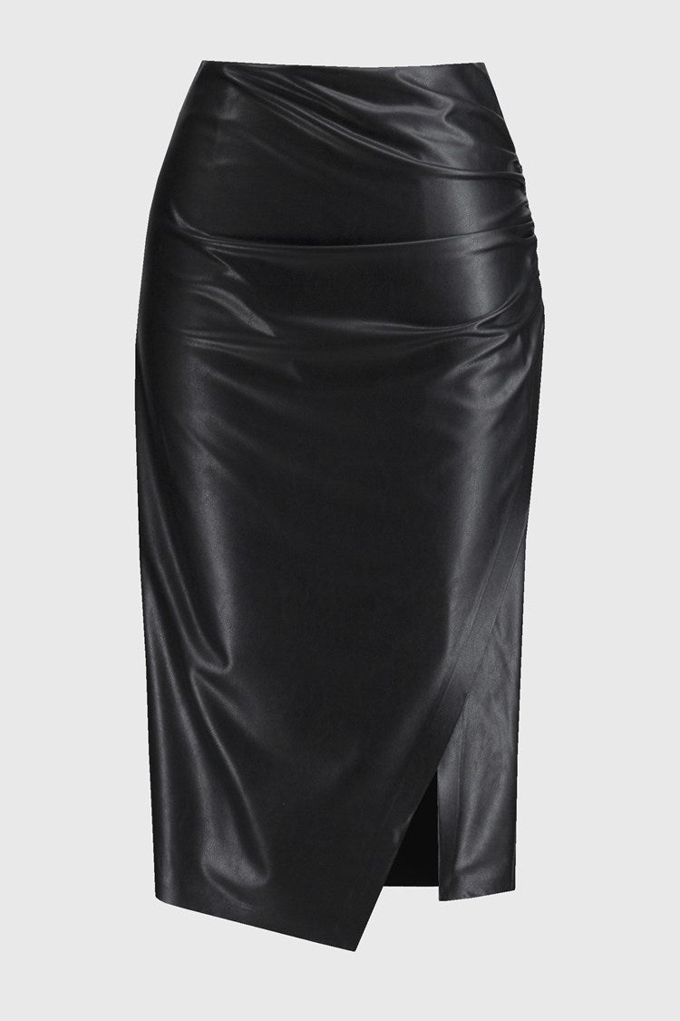 Black Faux Leather Skirt