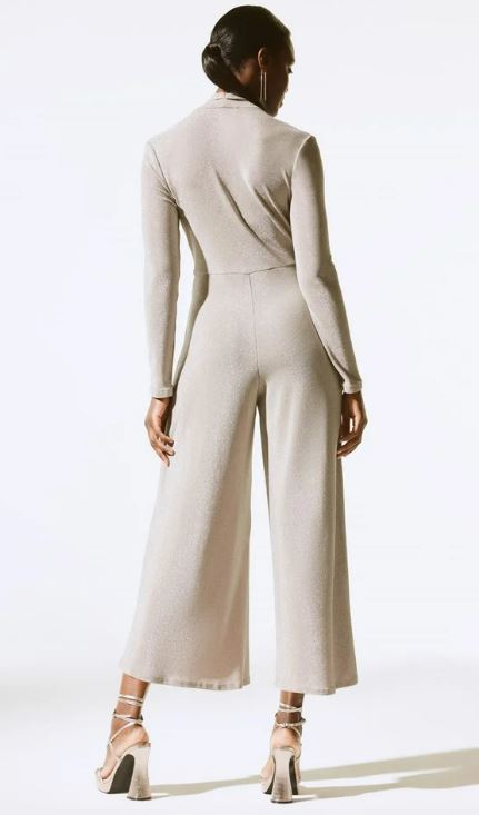 Shiny Knit Wide Leg Jumpsuit