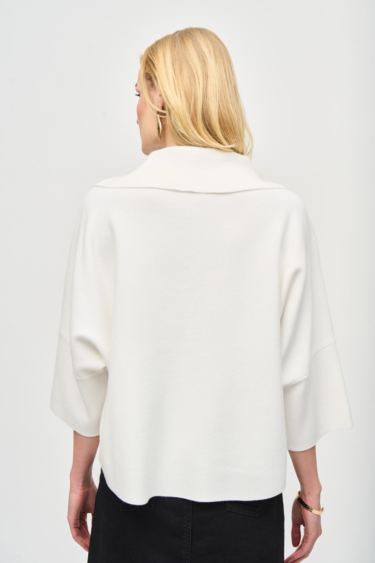 Jacquard Zipped Collar Vanilla Sweater