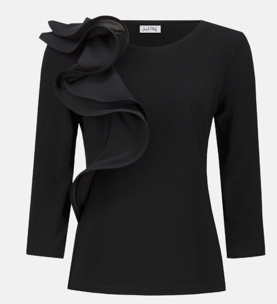 Black Ruffle Shoulder Top