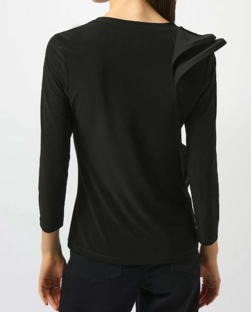 Black Ruffle Shoulder Top