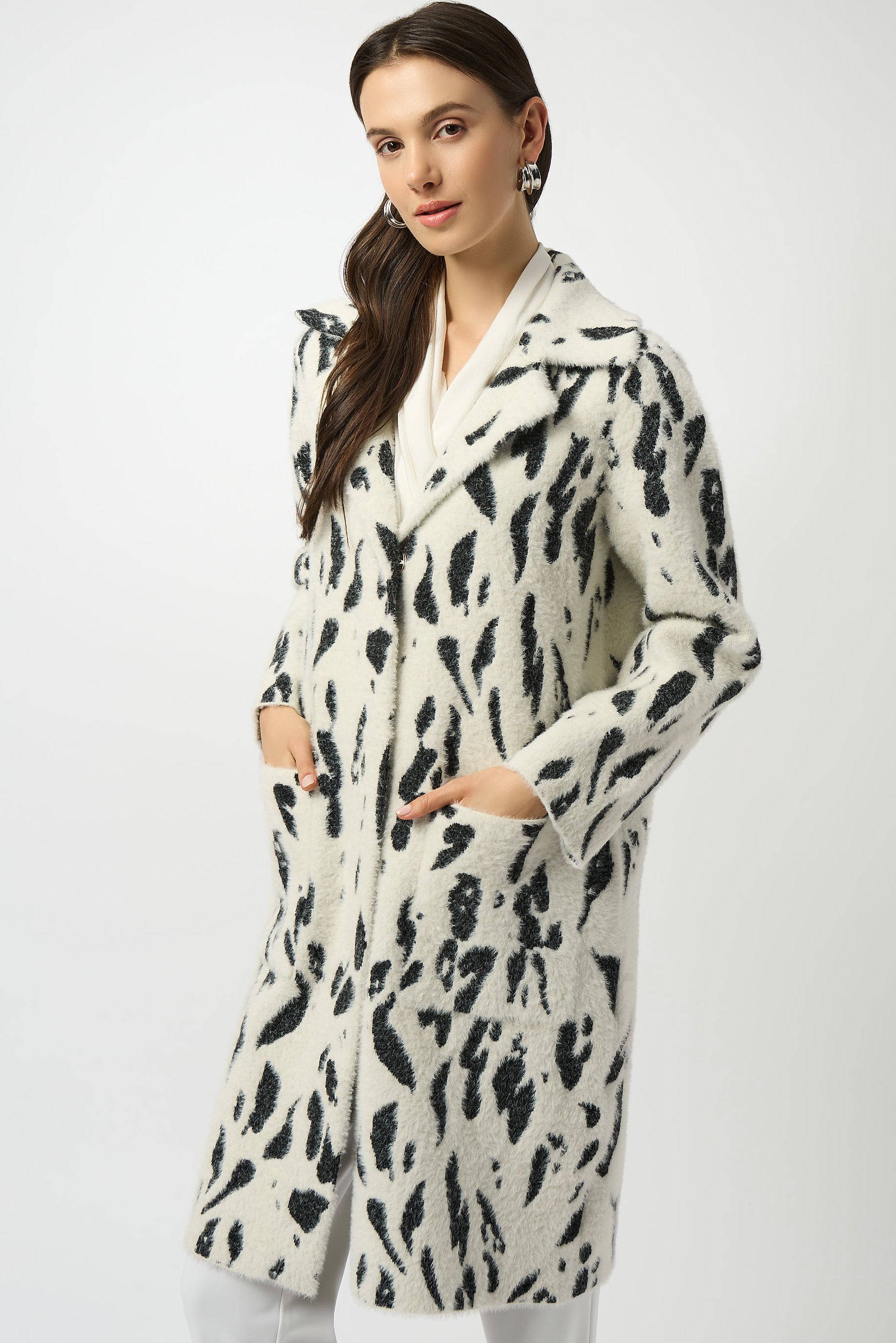 Animal Jacquard Faux Fur Coat