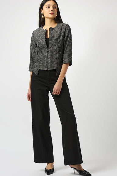 Grey Jacquard Woven Jacket