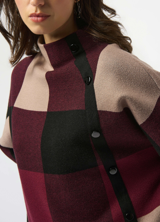 Merlot Plaid Jacquard Sweater