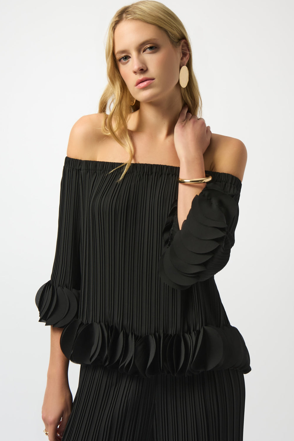Georgette Off Shoulder Pleated Top