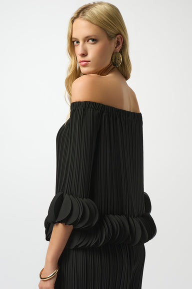 Georgette Off Shoulder Pleated Top