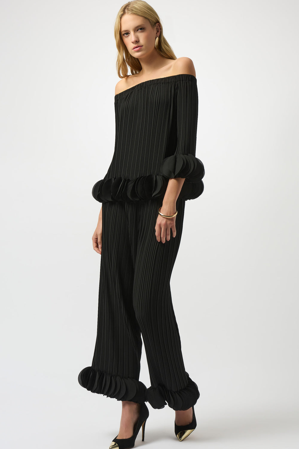 Georgette Wide Leg Pleated Pants