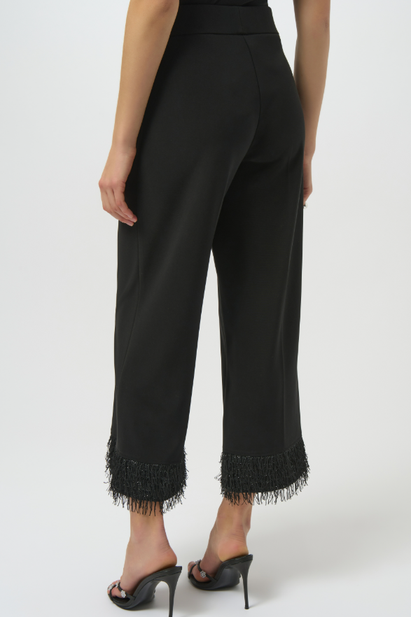 Black Culotte With Novelty Fringe Hem