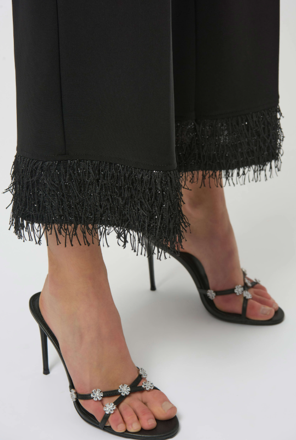 Black Culotte With Novelty Fringe Hem
