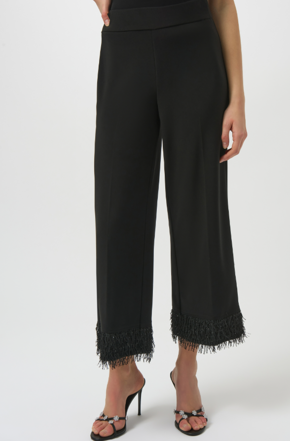 Black Culotte With Novelty Fringe Hem