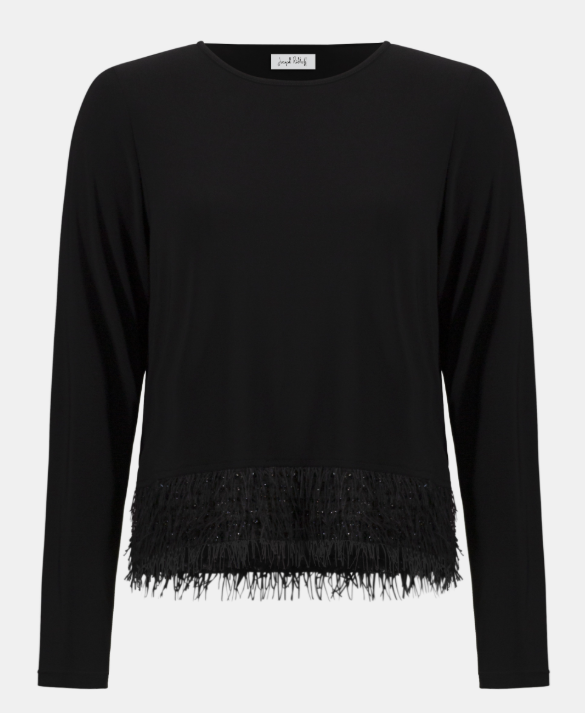 Black Top With Novelty Fringe Hem