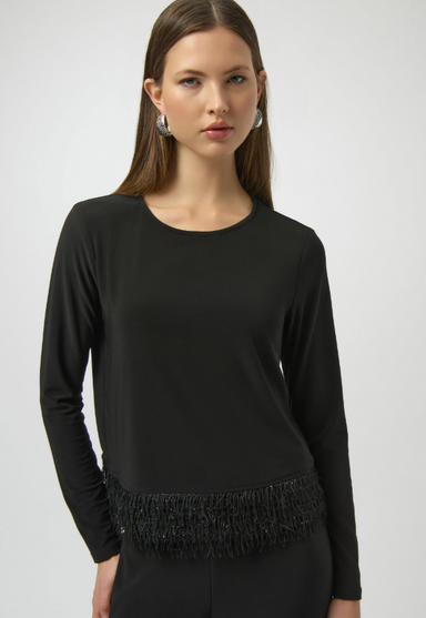 Black Top With Novelty Fringe Hem