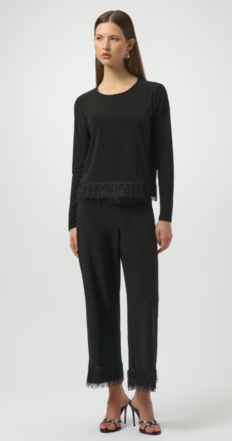 Black Top With Novelty Fringe Hem