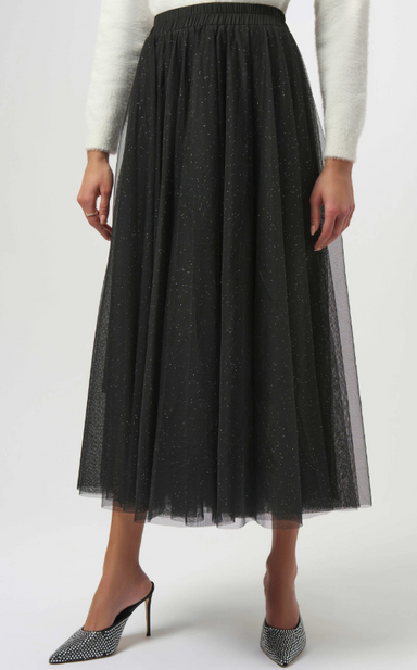 Black Tulle Flared Skirt