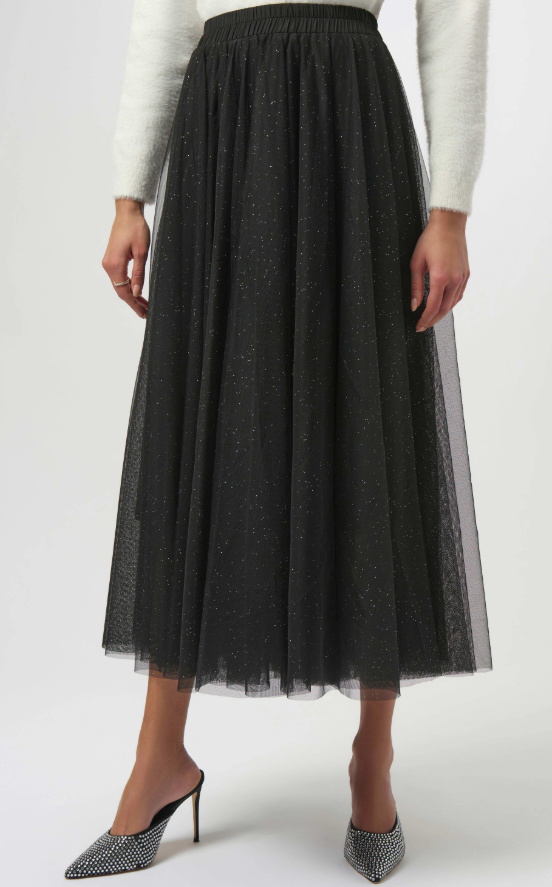 Black Tulle Flared Skirt