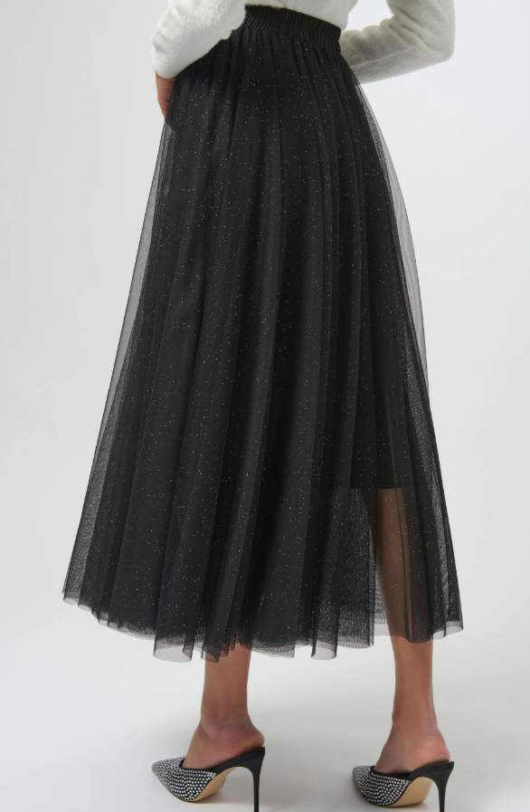 Black Tulle Flared Skirt
