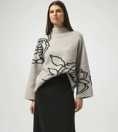 Floral Print Oatmeal Sweater