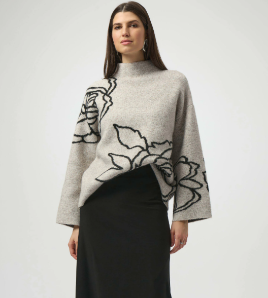 Floral Print Oatmeal Sweater