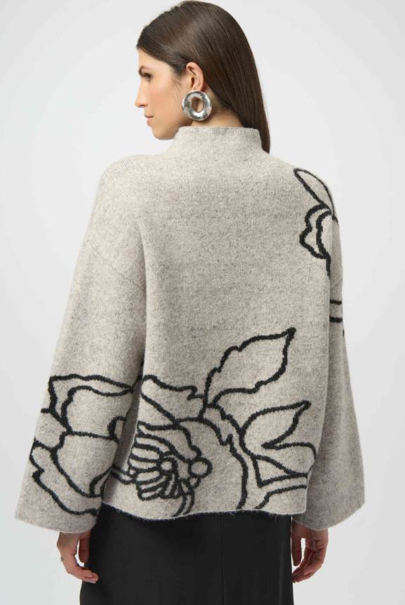 Floral Print Oatmeal Sweater