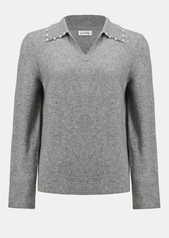 Grey Cashmere Long Sleeve Sweater