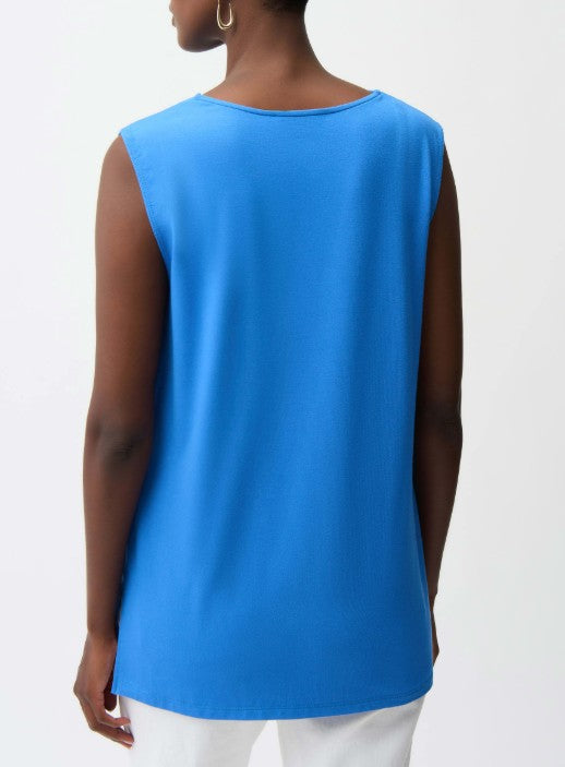 Rayon Jersey Harbor Blue V-Neck Top