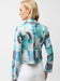 Faux Suede Turq Print Moto Jacket