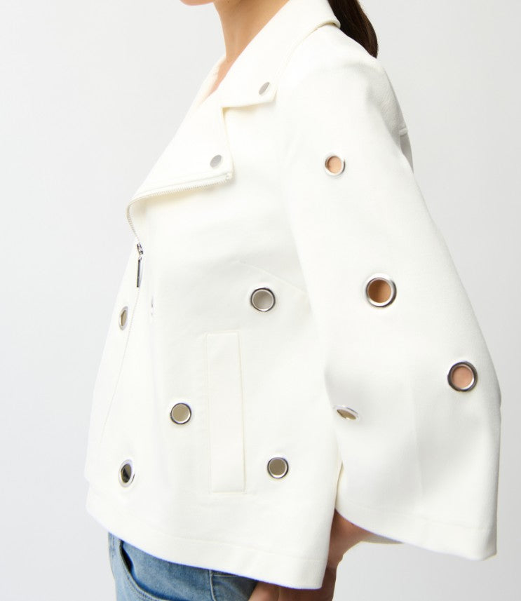 Vanilla Faux Suede Grommet Jacket