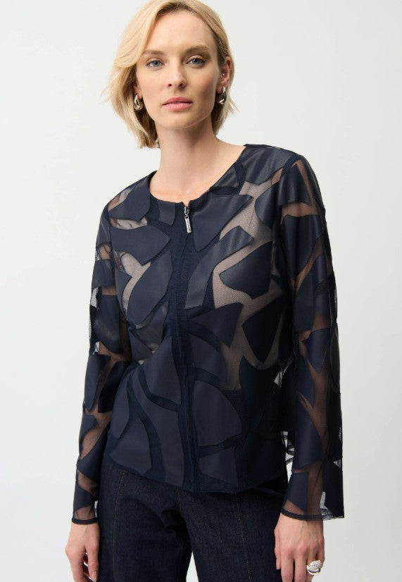 Midnight Faux Leather & Mesh Jacket