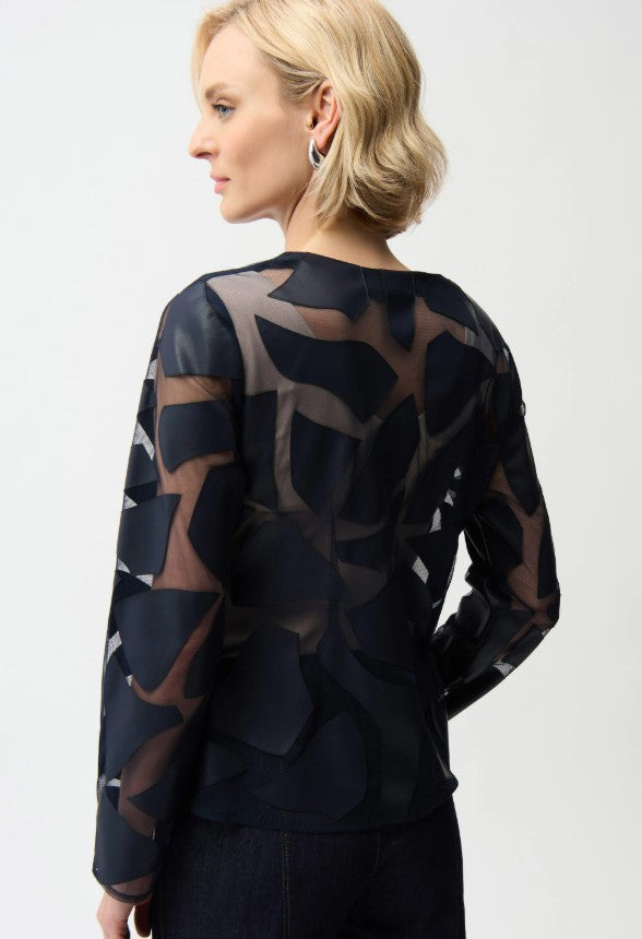 Midnight Faux Leather & Mesh Jacket