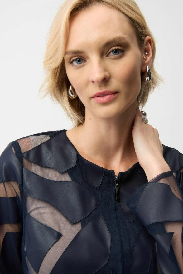 Midnight Faux Leather & Mesh Jacket