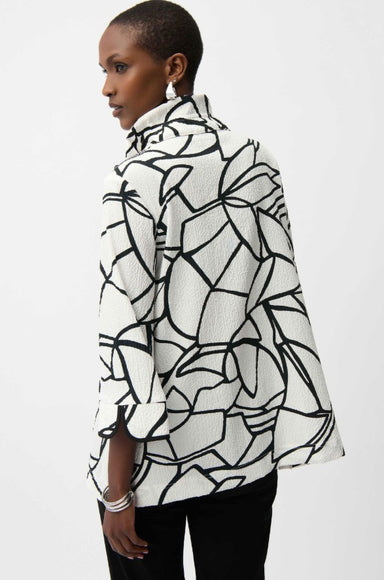 Seersucker Abstract Print Trapeze Jacket