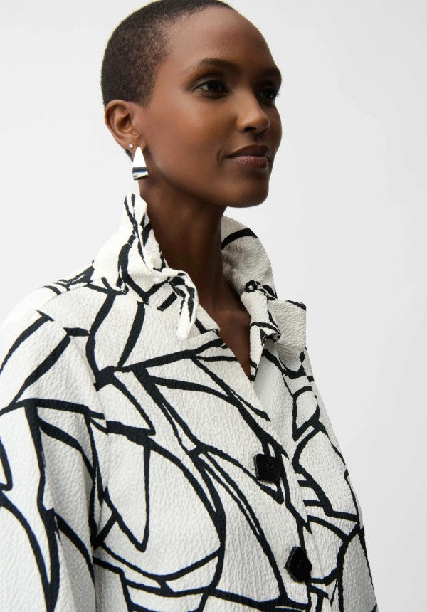 Seersucker Abstract Print Trapeze Jacket
