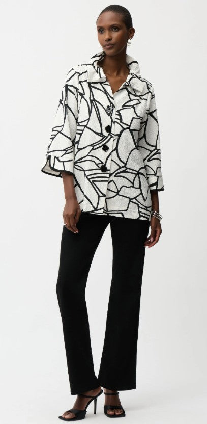 Seersucker Abstract Print Trapeze Jacket