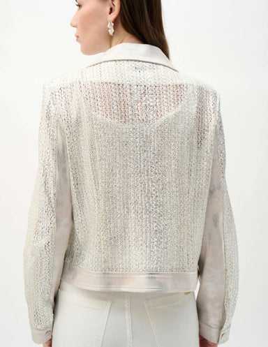 Champagne Foiled Faux Suede Moto Jacket