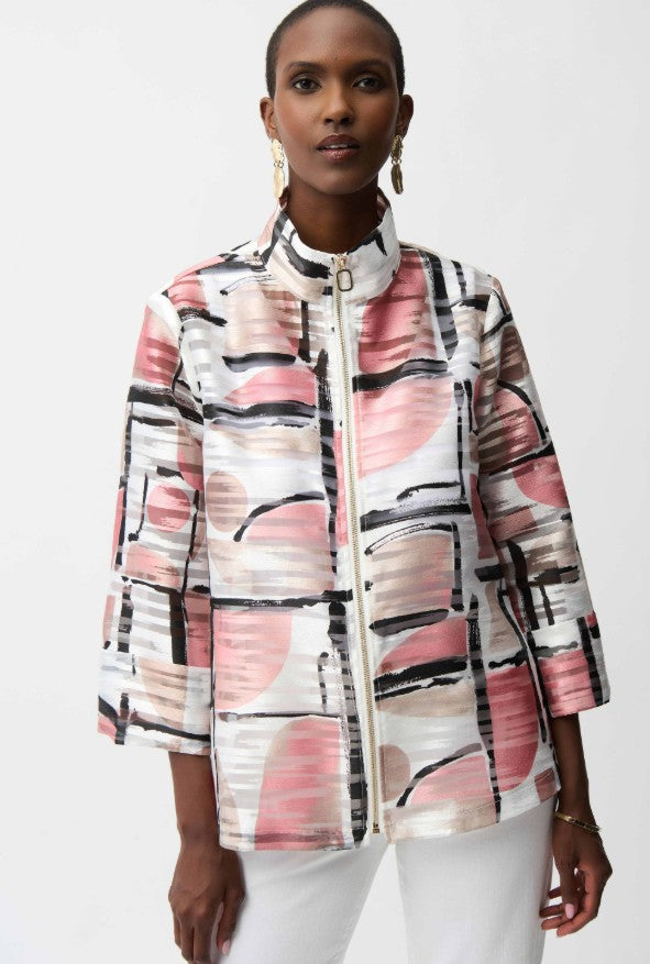 Organza Jacquard Abstract Print Boxy Jacket