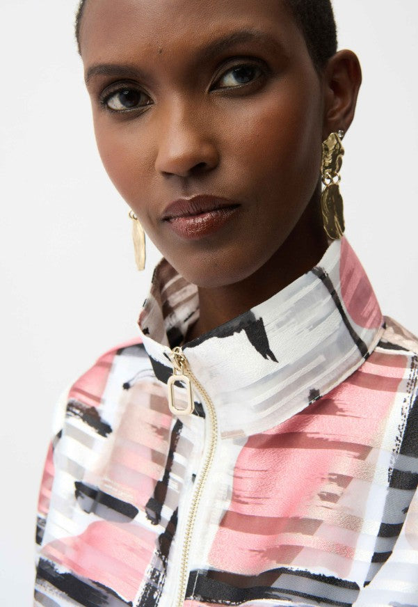 Organza Jacquard Abstract Print Boxy Jacket