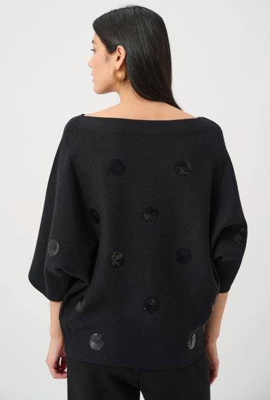 Joseph Ribkoff Boxy Black Embroidered Sweater