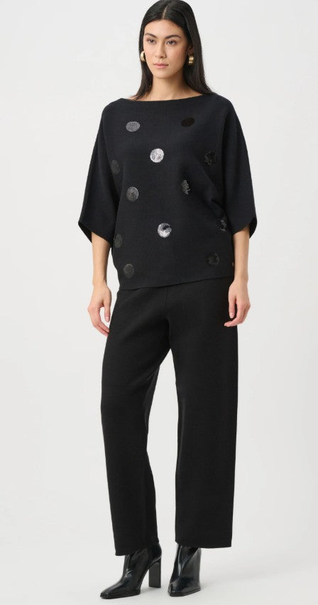 Joseph Ribkoff Boxy Black Embroidered Sweater